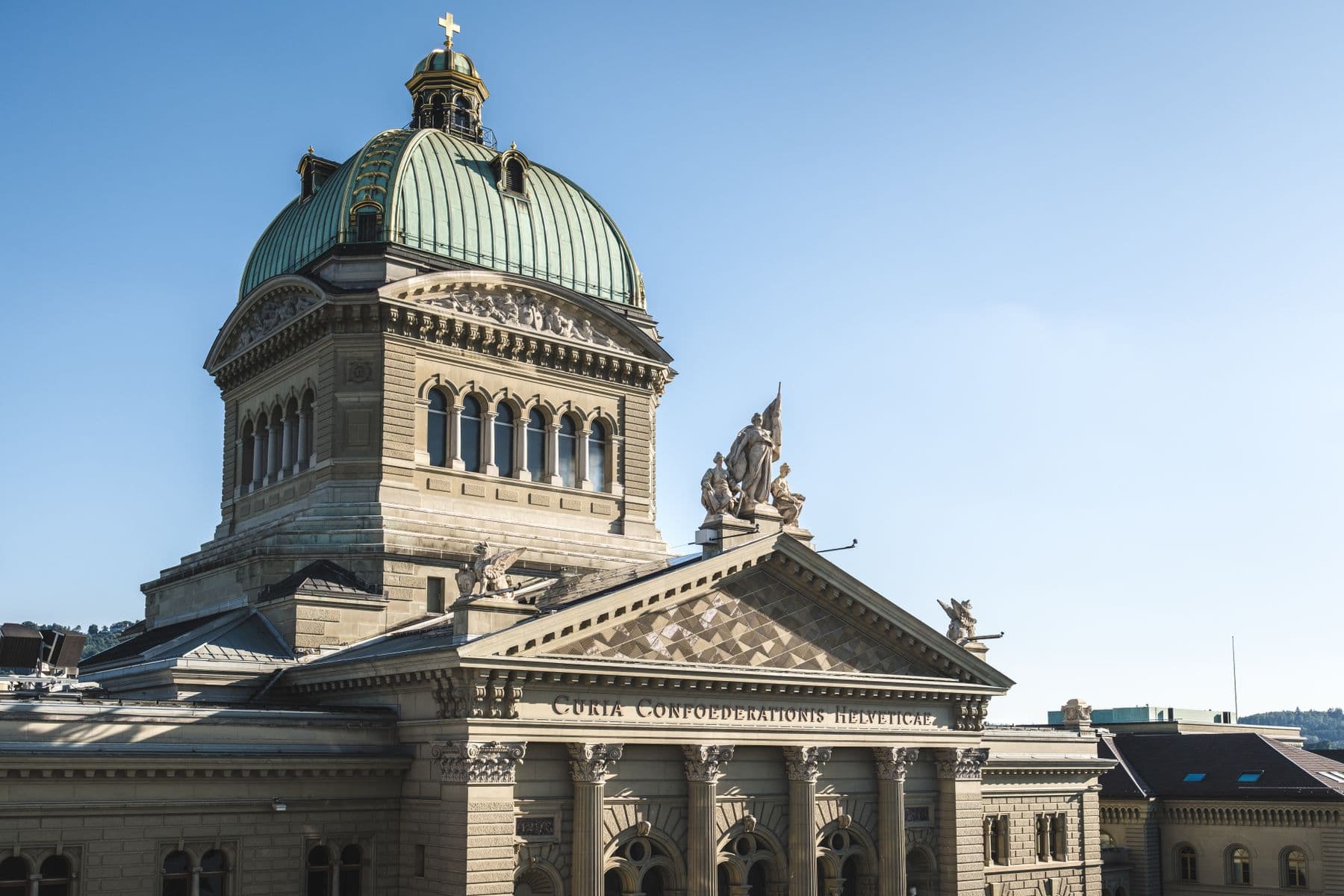 Federal Palace in Bern under a blue sky