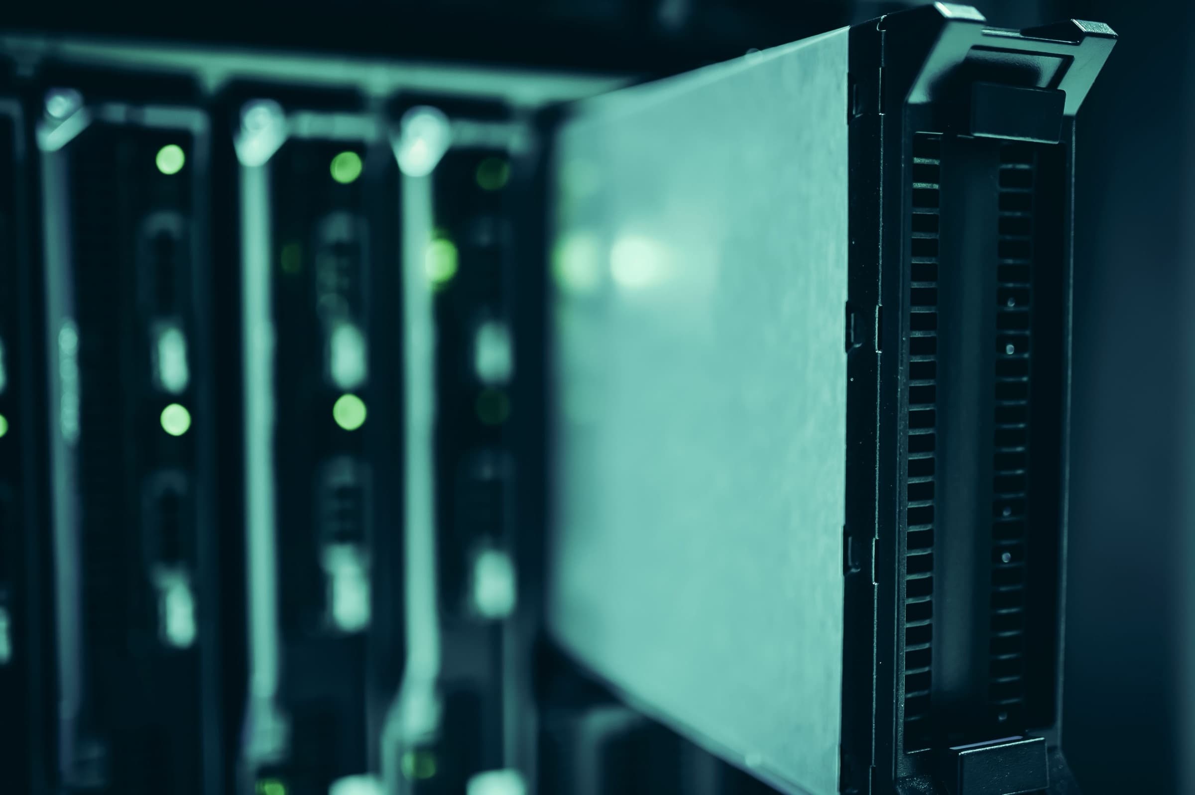 Fibre-optic cables in a patch panel of a data center