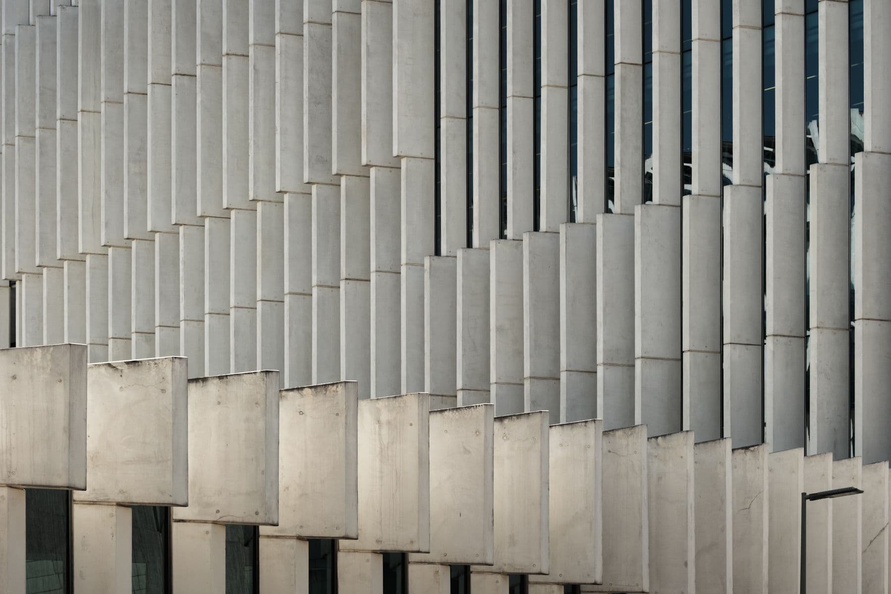 Facade with vertical concrete fins