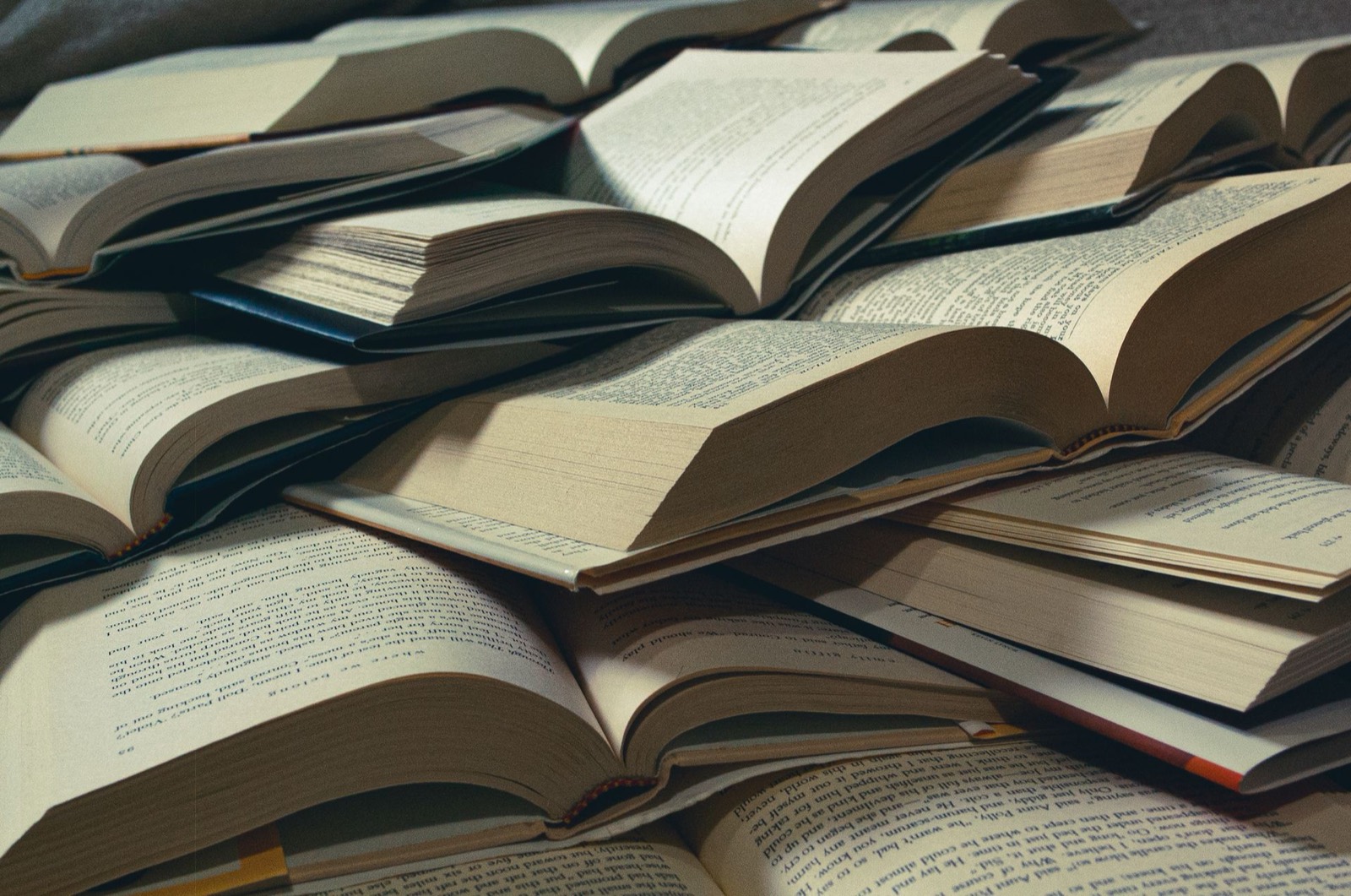 Open books on a table